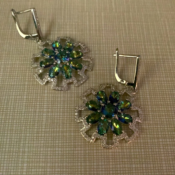 Jewelry - HOST PICK 12/10/22 Beautiful mystic Quartz dangle Cz’s earrings